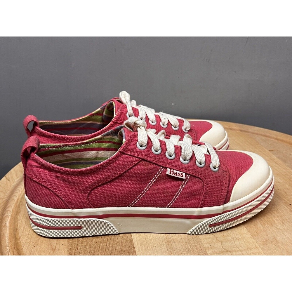 Bass Sneakers Womens 7.5 Red Zone Canvas Low Top Lace Up Casual Shoes - Picture 4 of 8